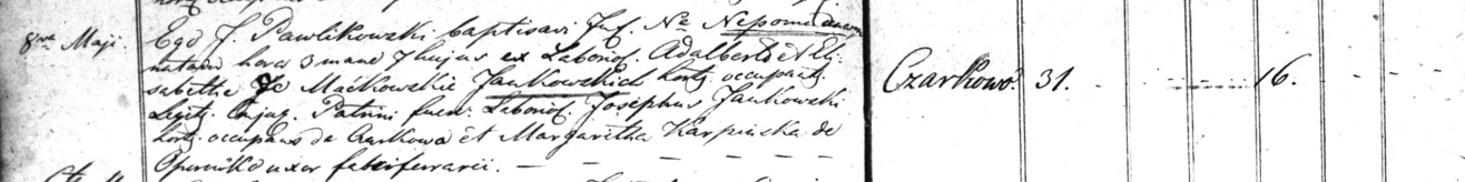 Nepomucena Jankowski Baptism Record